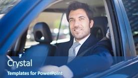  Presentation with sleepy yawning man driving car - Colorful slide deck enhanced with man driving a car backdrop and a ocean colored foreground
