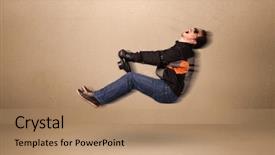  Presentation with driving - Colorful slide set enhanced with man driving a flying car backdrop and a coral colored foreground