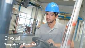  Presentation with forklift - Cool new slide set with man-driving-a-forklift-truck backdrop and a  colored foreground