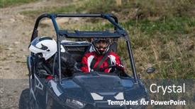  Presentation with atv - PPT layouts enhanced with man-driving-a-quad-atv background and a ocean colored foreground