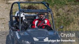  Presentation with atv - PPT theme with man-driving-a-quad-atv background and a ocean colored foreground