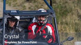  Presentation with atv - PPT layouts having man-driving-a-quad-atv background and a ocean colored foreground