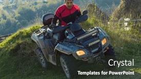  Presentation with atv - Presentation design having man-driving-a-quad-atv background and a dark gray colored foreground