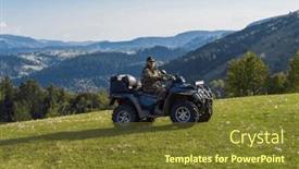  Presentation with atv - Presentation featuring man-driving-a-quad-atv background and a tawny brown colored foreground