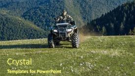  Presentation with atv - Presentation theme having man-driving-a-quad-atv background and a tawny brown colored foreground