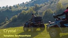  Presentation with atv - Slide deck featuring man-driving-a-quad-atv background and a tawny brown colored foreground