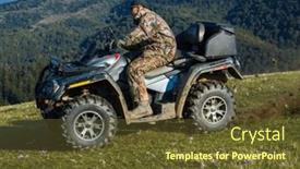  Presentation with atv - PPT layouts enhanced with man-driving-a-quad-atv background and a tawny brown colored foreground