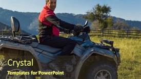  Presentation with atv - Presentation theme featuring man-driving-a-quad-atv background and a tawny brown colored foreground