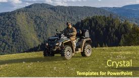  Presentation with atv - PPT theme consisting of man-driving-a-quad-atv background and a tawny brown colored foreground
