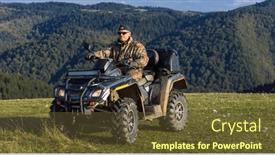  Presentation with atv - Presentation design enhanced with man-driving-a-quad-atv background and a  colored foreground