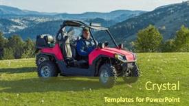  Presentation with atv - PPT theme featuring man-driving-a-quad-atv background and a tawny brown colored foreground