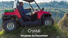  Presentation with atv - Theme consisting of man-driving-a-quad-atv background and a dark gray colored foreground