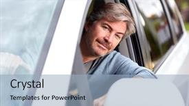  Presentation with driving road - Presentation design enhanced with driving car road security concept background and a light blue colored foreground