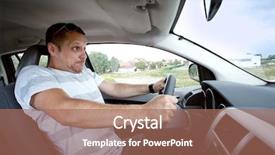  Presentation with driving - Theme featuring man driving car very fast background and a coral colored foreground