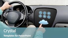  Presentation with cloud technology - PPT theme featuring man driving car with menu background and a  colored foreground