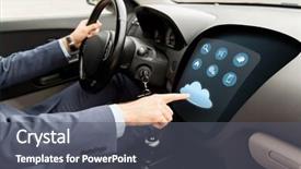  Presentation with cloud technology - Beautiful PPT theme featuring man driving car with menu backdrop and a  colored foreground