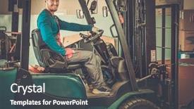  Presentation with lift truck - Theme enhanced with man driving forklift truck background and a  colored foreground