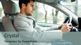  Presentation with driving - Colorful PPT layouts enhanced with man driving his car backdrop and a light gray colored foreground
