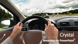  Presentation with sleepy yawning man driving car - Beautiful presentation featuring man driving his car backdrop and a tawny brown colored foreground