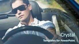  Presentation with luxury car - Beautiful slide set featuring man driving his convertible car backdrop and a ocean colored foreground