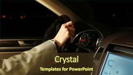  Presentation with sleepy yawning man driving car - Cool new presentation theme with man driving his modern car backdrop and a tawny brown colored foreground