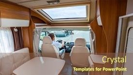  Presentation with caravan - Amazing slides having man-driving-on-a-road backdrop and a tawny brown colored foreground