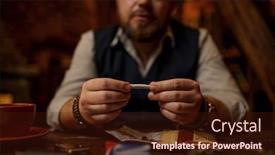  Presentation with tobacco - Audience pleasing slide set consisting of man-drooling-a-cigarette-tobacco backdrop and a wine colored foreground