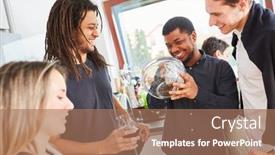  Presentation with kitchen towel - Audience pleasing theme consisting of man-drying backdrop and a coral colored foreground