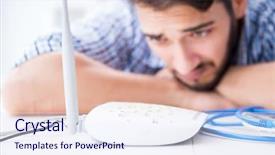  Presentation with internet - Presentation design consisting of man due to weak internet background and a sky blue colored foreground