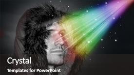  Presentation with revelation - Colorful PPT layouts enhanced with man during a magic revelation backdrop and a dark gray colored foreground