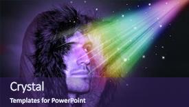  Presentation with revelation - Slides with man during a magic revelation background and a navy blue colored foreground