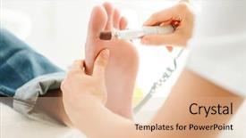  Presentation with skin medical - Audience pleasing PPT theme consisting of man during medical podiatry session backdrop and a lemonade colored foreground