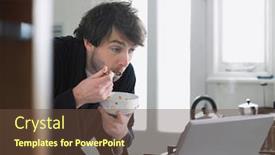  Presentation with breakfast cereal - Amazing presentation theme having man-eating-breakfast-cereal backdrop and a tawny brown colored foreground