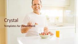  Presentation with breakfast - Audience pleasing slides consisting of man eating cereals for breakfast backdrop and a lemonade colored foreground