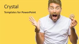  Presentation with chocolate - Theme consisting of man eating chocolate chips cookie background and a  colored foreground