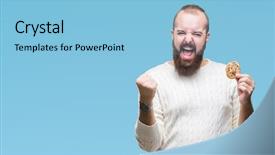  Presentation with chocolate - Beautiful theme featuring man eating chocolate chips cookie backdrop and a  colored foreground