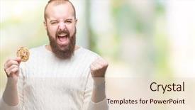  Presentation with chocolate chip cookie - Theme featuring man eating chocolate chips cookie background and a  colored foreground