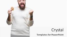  Presentation with chocolate - Presentation theme having man eating chocolate chips cookie background and a  colored foreground