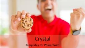  Presentation with of chocolate chips cookies - Presentation theme enhanced with man eating chocolate chips cookie background and a  colored foreground