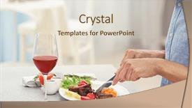  Presentation with special education young adult man - Theme featuring man eating delicious roasted ribs background and a  colored foreground