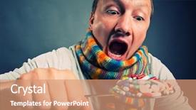  Presentation with medicines - Amazing theme having man eating pills and medicines backdrop and a coral colored foreground
