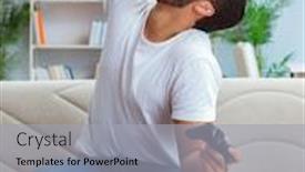  Presentation with pizza - Presentation theme with man-eating-pizza-having background and a light gray colored foreground