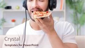  Presentation with pizza - PPT theme with man-eating-pizza-having background and a  colored foreground