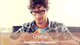  Presentation with healthy eating food photography - Audience pleasing theme consisting of man eating sandwich at cafe backdrop and a  colored foreground