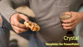 Presentation with food - Cool new presentation theme with man eating waffle with coffee backdrop and a  colored foreground