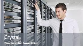  Presentation with server room - Colorful PPT theme enhanced with man engeneer in datacenter server backdrop and a gray colored foreground