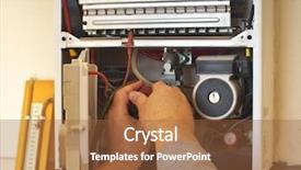  Presentation with repair - Amazing PPT layouts having man engineer and gas heater backdrop and a tawny brown colored foreground