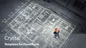  Presentation with engineering engineer or safety officer - Cool new presentation theme with man engineer thinking over his plan mixed media backdrop and a gray colored foreground