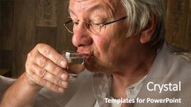  Presentation with elderly ladies beauty shop - Audience pleasing PPT theme consisting of man enjoying a jenever drink backdrop and a tawny brown colored foreground