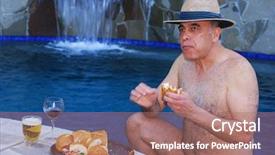  Presentation with eastern - Slide deck with submarine hotel - middle eastern man enjoying background and a coral colored foreground